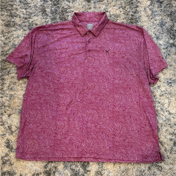 Callaway Other - Callaway Golf Polo Shirt Mens 3XL PURPLE ORCHID TROPICAL Opti Dri Stretch Palm
